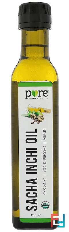 Organic Sacha Inchi Oil, Cold Pressed, Virgin, Pure Indian Foods, 250 ml