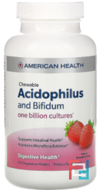 Chewable Acidophilus And Bifidum, American Health,  Natural Strawberry Flavor, 100 Wafers