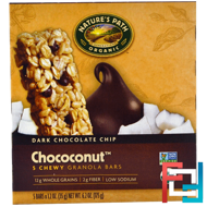 Chococonut, Chewy Granola Bars, Dark Chocolate Chip, Nature's Path, 5 Bars, 1.2 oz, 35 g