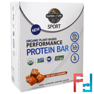 Organic Plant-Based Performance Protein Bar, Sea Salt Caramel, Garden of Life, Sport, 12 Bars, 2.5 oz (70 g) Each