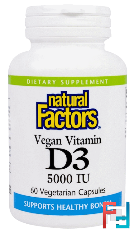 Vegan Vitamin D3, 5000 IU, Natural Factors, 60 Veggie Caps