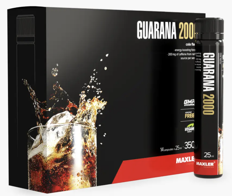 Жидкая гуарана в ампулах 2000 мг, Шторм Энерджи, Energy Storm Guarana, Maxler, 2000 mg, 25 ml * 14 amp