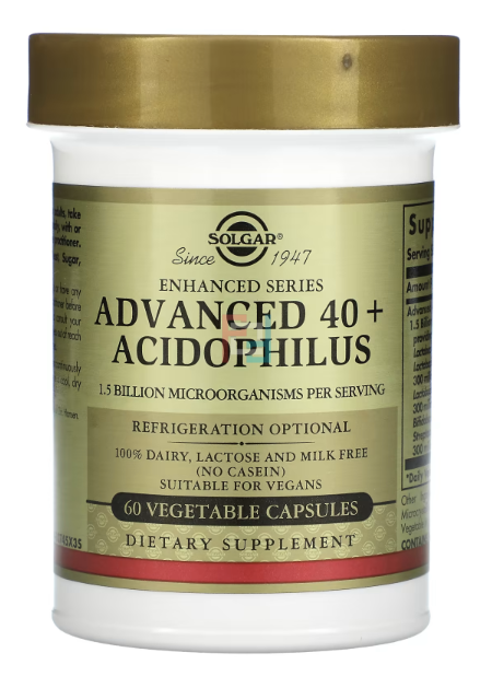 Advanced 40+ Acidophilus (Улучшенный ацидофилус 40+) , Solgar, 60 Vegetable Capsules