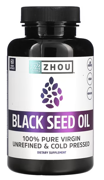 Black Seed Oil, масло черного тмина, Zhou Nutrition, 60 Vegetarian Capsules