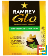 Glo, Dark Chocolate Cashew & Mint, Raw Revolution, 12 Bars, 1.6 oz (46 g) Each