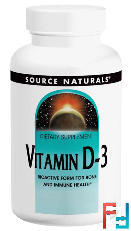 Vitamin D-3, 2,000 IU, Source Naturals, 200 Softgels