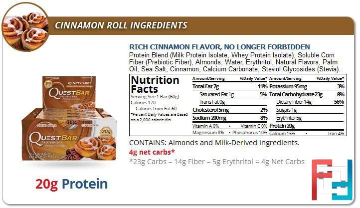 Quest Nutrition, QuestBar, Protein Bar, Cinnamon Roll, 12 Bars, 2.1 oz (60 g) Each