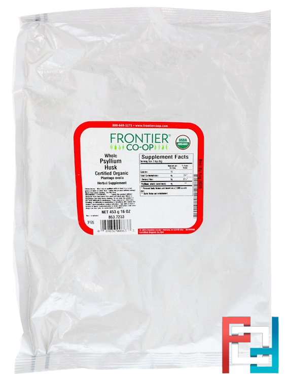 Organic Whole Psyllium Husk, Frontier Natural Products, 16 oz, 453