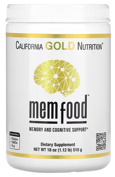 МЕМ Фуд, для поддержки памяти и когнитивных функций, MEM Food, Memory and Cognitive Support, California Gold Nutrition, 18 oz, 510 g