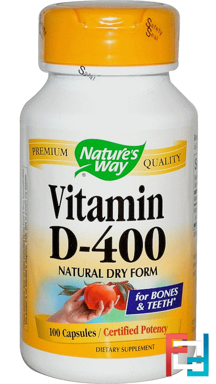 Vitamin D-400, Natural Dry Form, Nature's Way, 100 Capsules