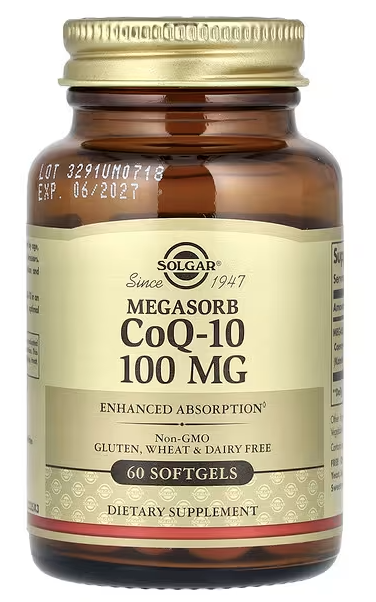 Мегасорб с коэнзимом Q-10, Megasorb CoQ-10, Solgar, 100 mg, 60 Softgels