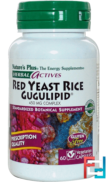 Red Yeast Rice Gugulipid, Herbal Actives, Nature's Plus, 450 mg, 60 Veggie Caps