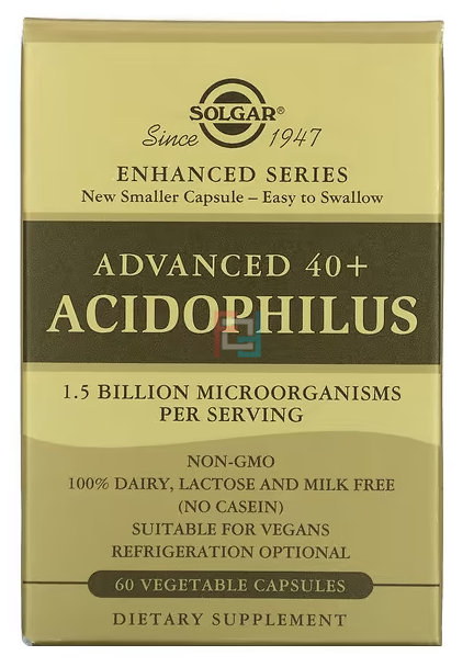 Advanced 40+ Acidophilus (Улучшенный ацидофилус 40+) , Solgar, 60 Vegetable Capsules