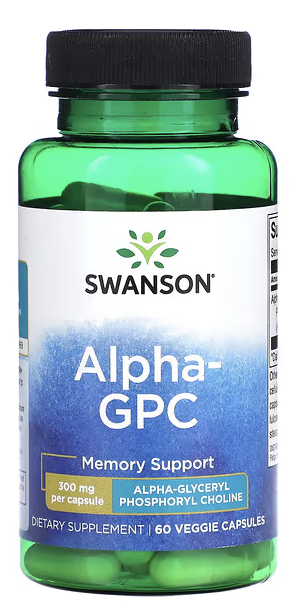 Альфа-ГФХ (Альфа-глицерилфосфорилхолин), Alpha GPC, Swanson, 300 mg, 60 Caps