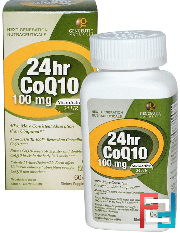 24hr CoQ10, Genceutic Naturals, 100 mg, 60 Vcaps