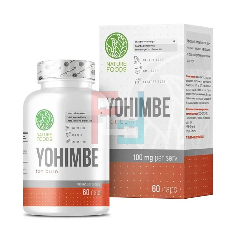 Йохимбин, Yohimbe extract, Nature Foods, 100mg, 60 caps