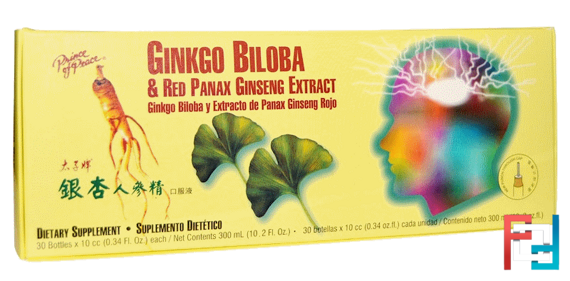 Ginkgo Biloba & Red Panax Ginseng Extract, Prince of Peace, 30 Bottles, 0.34 fl oz Each