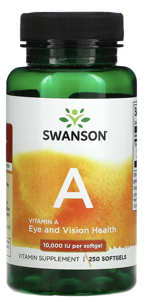 Витамин A, 10 000 МЕ, Vitamin A, Swanson, 10 000 IU, 250 Softgels