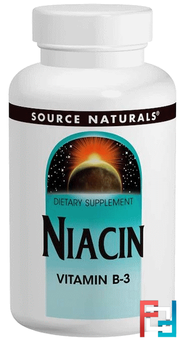 Niacin, 100 mg, Source Naturals, 250 Tablets