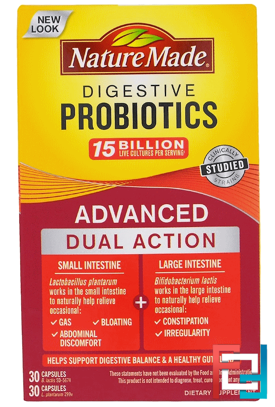 Digestive Probiotics, Advanced Dual Action, Nature Made, 60 Capsules