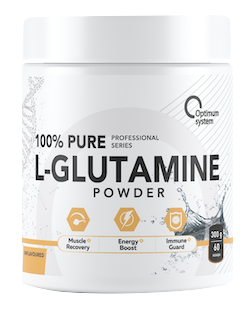 100% Pure Glutamine Powder, Optimum System, Unflavored / Без вкуса, 300 g
