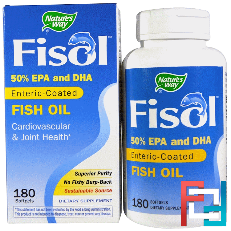 Fisol, Enteric-Coated Fish Oil, Nature's Way, 180 Softgels