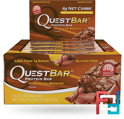 Quest Nutrition, QuestBar, Protein Bar, Chocolate Brownie, 12 Bars, 2.1 oz (60 g) Each