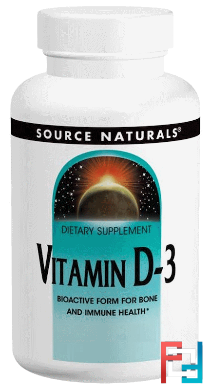 Vitamin D-3, 2000 IU, Source Naturals, 200 Capsules