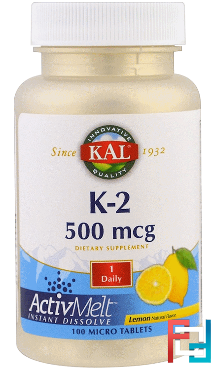 K-2, Lemon, KAL, 500 mcg, 100 Micro Tablets