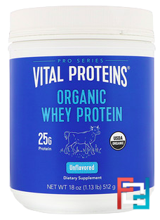 Organic Whey Protein, Pure & Unflavored, Vital Proteins, 18 oz, 512 g