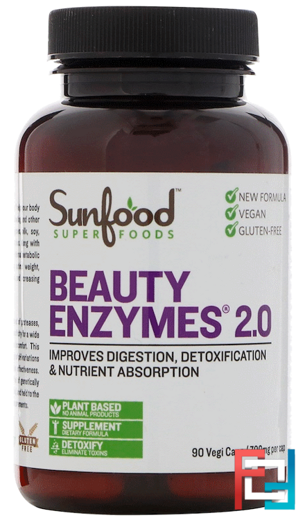 Beauty Enzymes 2.0, 700 mg, Sunfood, 90 Vegi Caps