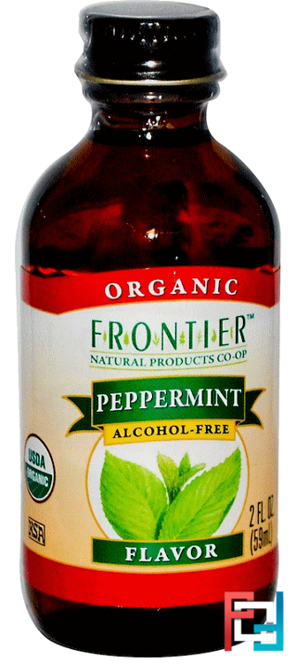 Organic Peppermint Flavor, Alcohol-Free, Frontier Natural Products, 2 fl oz, 59 ml