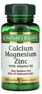 Calcium Magnesium Zinc, Nature's Bounty, 100 Coated Caplets