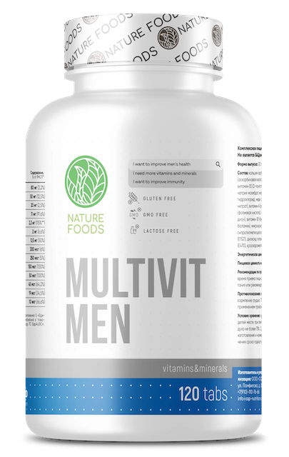 Мужские мультивитамины Мульти Мен, Multi Men, Nature Foods, 120 tabs