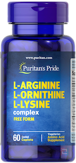 L-Arginine L-Ornithine L-Lysine, Puritan's Pride, 60 Caplets