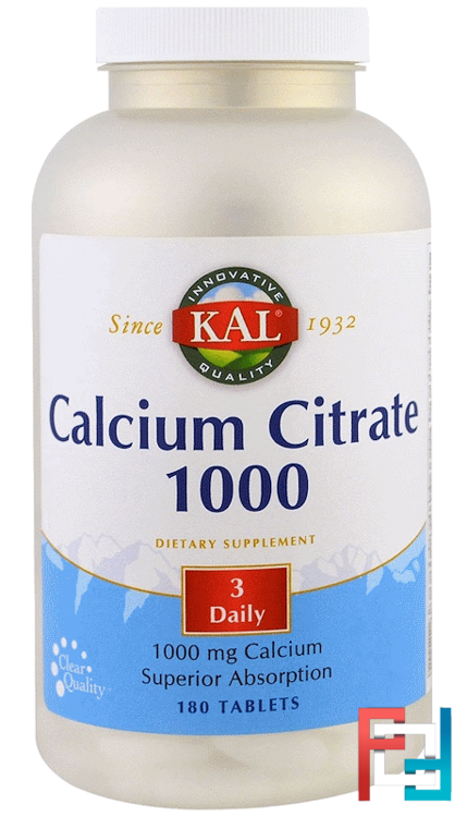 Calcium Citrate 1000, KAL, 1000 mg, 180 Tablets