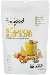 Organic Golden Milk Super Blend Powder, Sunfood, 6 oz, 168 g