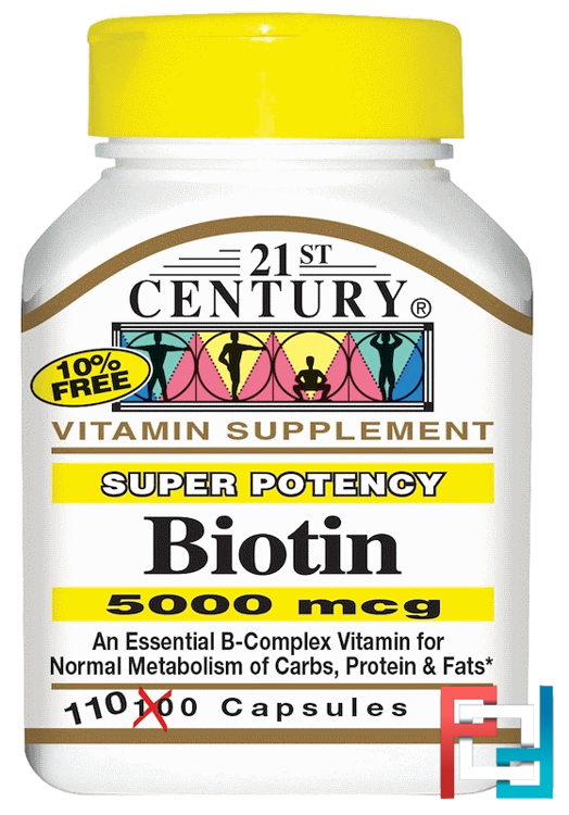 Biotin, Super Potency, 21st Century, 5000 mcg, 110 Capsules