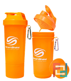 Шейкер Shaker Slim, 2 в 1, SmartShake, 400 ml - Neon Orange