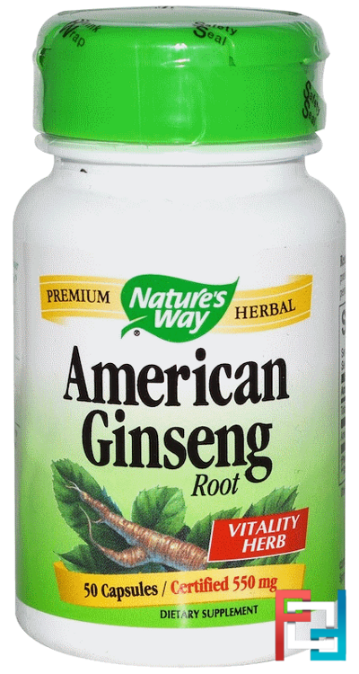 American Ginseng Root, Nature's Way, 550 mg, 50 Capsules