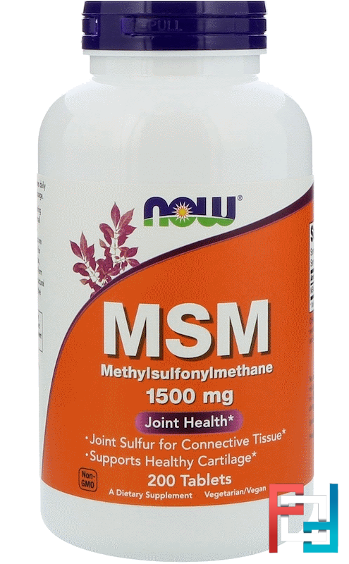 MSM, Methylsulphonylmethane, Now Foods, 1500 mg, 200 Tablets