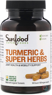 Turmeric & Super Herbs, Sunfood, 601 mg, 90 Capsules