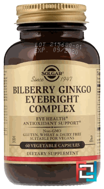 Bilberry Ginkgo Eyebright Complex, Solgar, 60 Vegetable Capsules