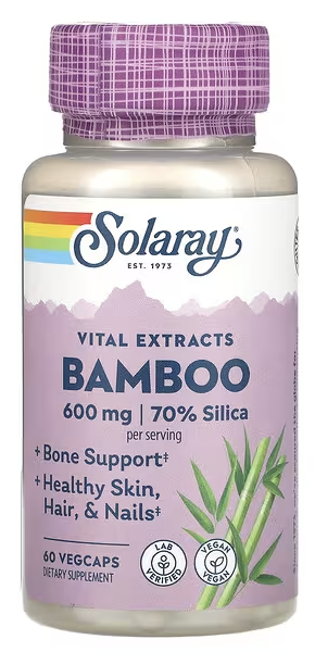 Экстракт из стебля бамбука, Vital Extracts, Bamboo, Solaray, 600 mg , 60 VegCaps (300 mg per VegCap)