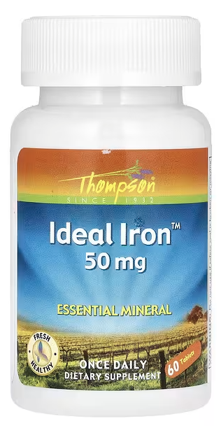 Идеальное железо, Ideal Iron, Thompson, 50 mg, 60 Tablets