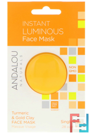 Instant Luminous, Turmeric & Gold Clay Face Mask, .Andalou Naturals, 28 oz, 8 g