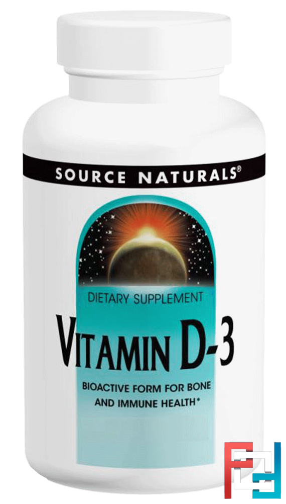 Vitamin D-3, 2,000 IU, Source Naturals, 200 Softgels