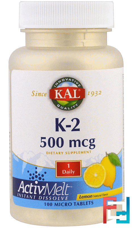 K-2, Lemon, KAL, 500 mcg, 100 Micro Tablets