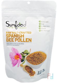 Raw Wild-Crafted Spanish Bee Pollen, Sunfood, 8 oz, 227 g