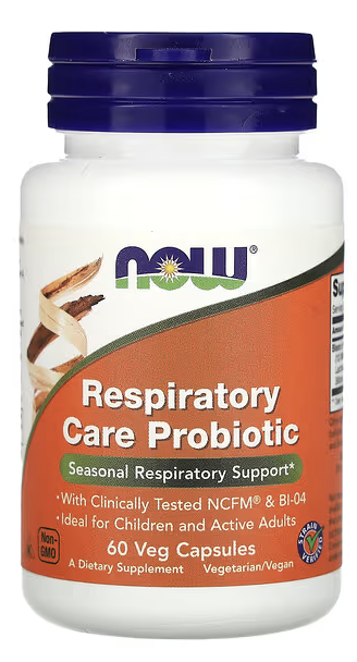 Пробиотик для поддержки дыхательной системы, Respiratory Care Probiotic, Now Foods, 60 Veggie Caps